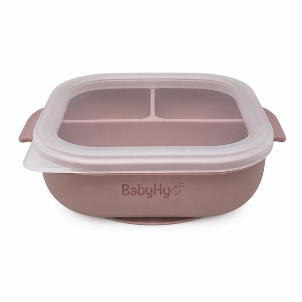 BabyHyo Baby Divided Feeding Tray with Lid – 3 Compartment Weaning Plate