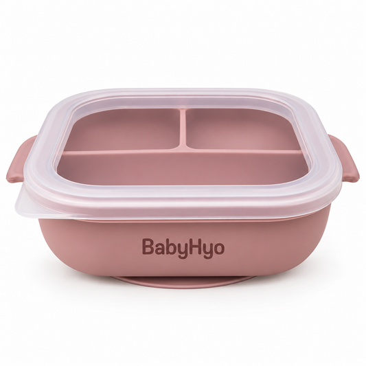BabyHyo Baby Divided Feeding Tray with Lid – 3 Compartment Weaning Plate