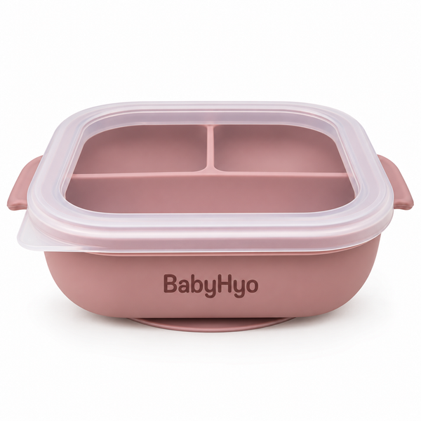 BabyHyo Baby Divided Feeding Tray with Lid – 3 Compartment Weaning Plate