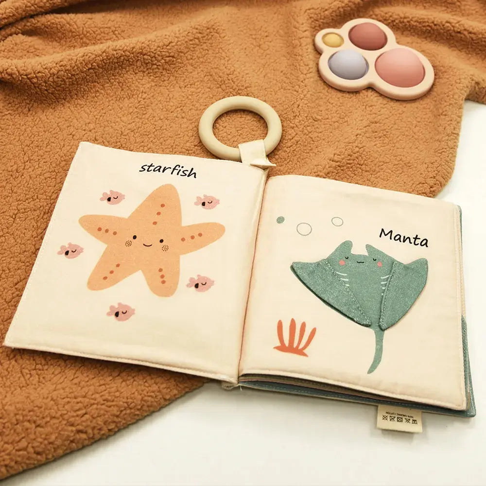 Ocean Friends Baby Fabric Book with Silicone Ring